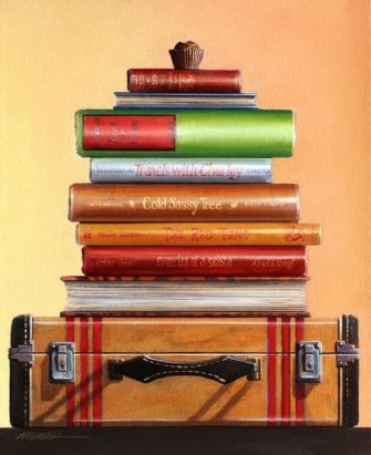 Painting of Books by Wendy Chidester